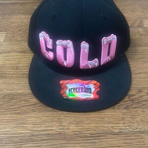 Ice Cream Mens Black Wool Blend Cold Embroidered 6 Panel Snapback Baseball Cap